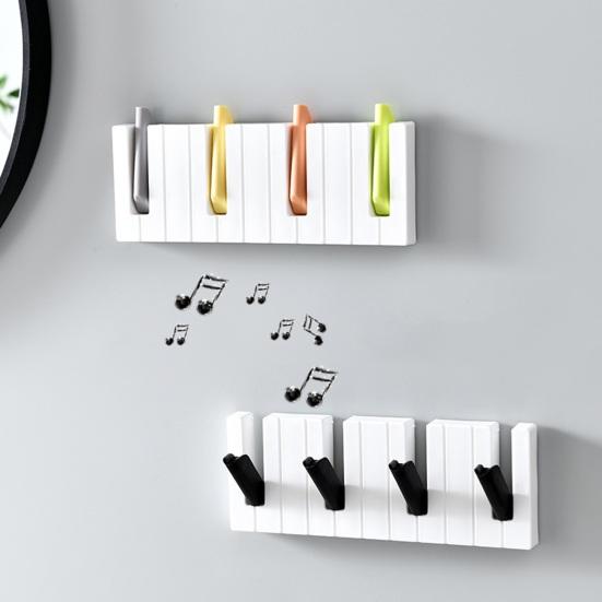 Wall Hook Piano Shape Storage Hook 45 Degree Foldable Hanging Hook for Clothes Hats Bags Keys Towels