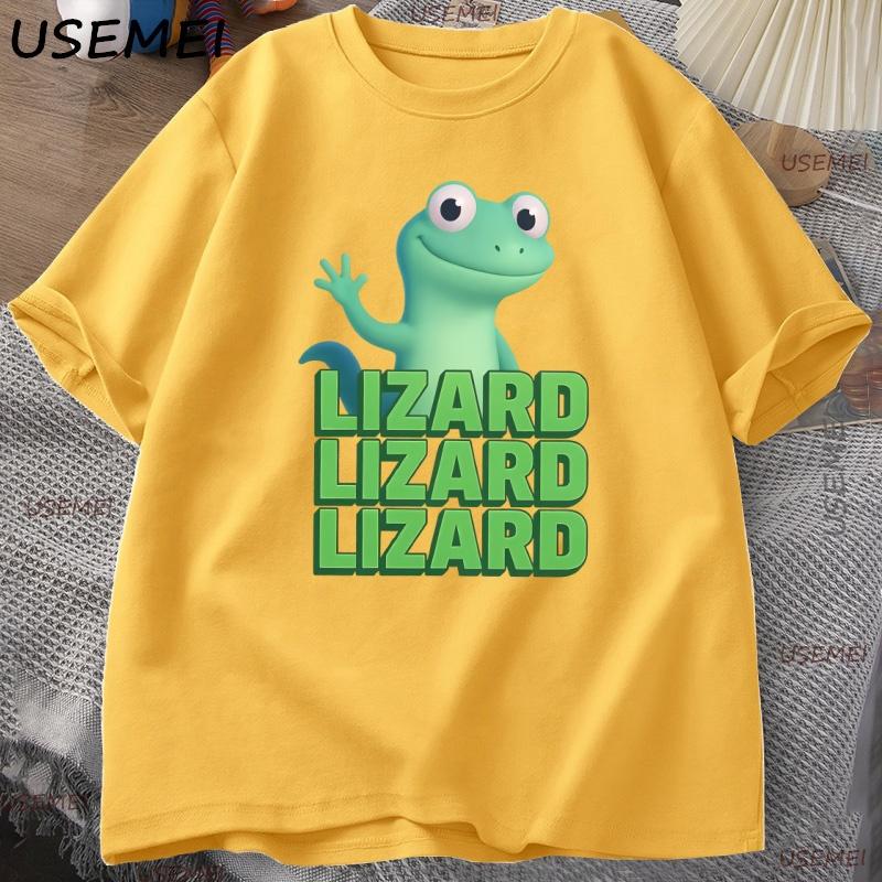 Lizard Lizard Meme TShirt for Unisex Women Funny Weirdcore Y2K Clothes Casual Loose Short Sleeve Cotton T Shirt Round Neck Tops