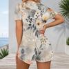 One Piece V Neck Short Sleeve Plus Size Womens Jumpsuit