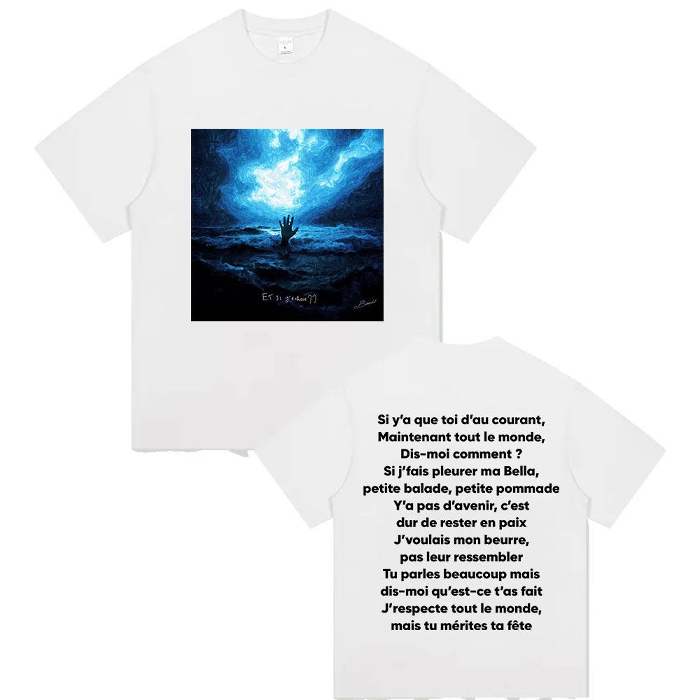 Rapper BOUSS ET SI JECHOUE   Tour Album 2025 Merch TShirts Mens Pop Fashion Vintage Oversized Cotton T Shirt Fans Streetwear