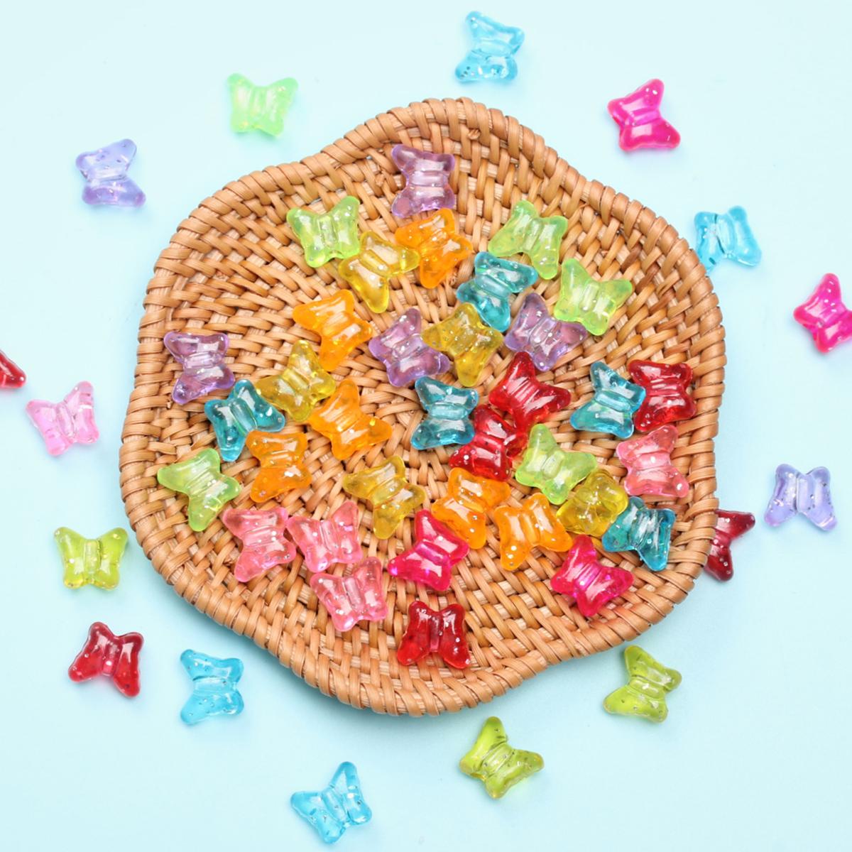 

Присыпка 50 шт. Сердце Звезда Бабочка свободные бусины DIY ювелирные аксессуары акриловые прозрачные разноцветные