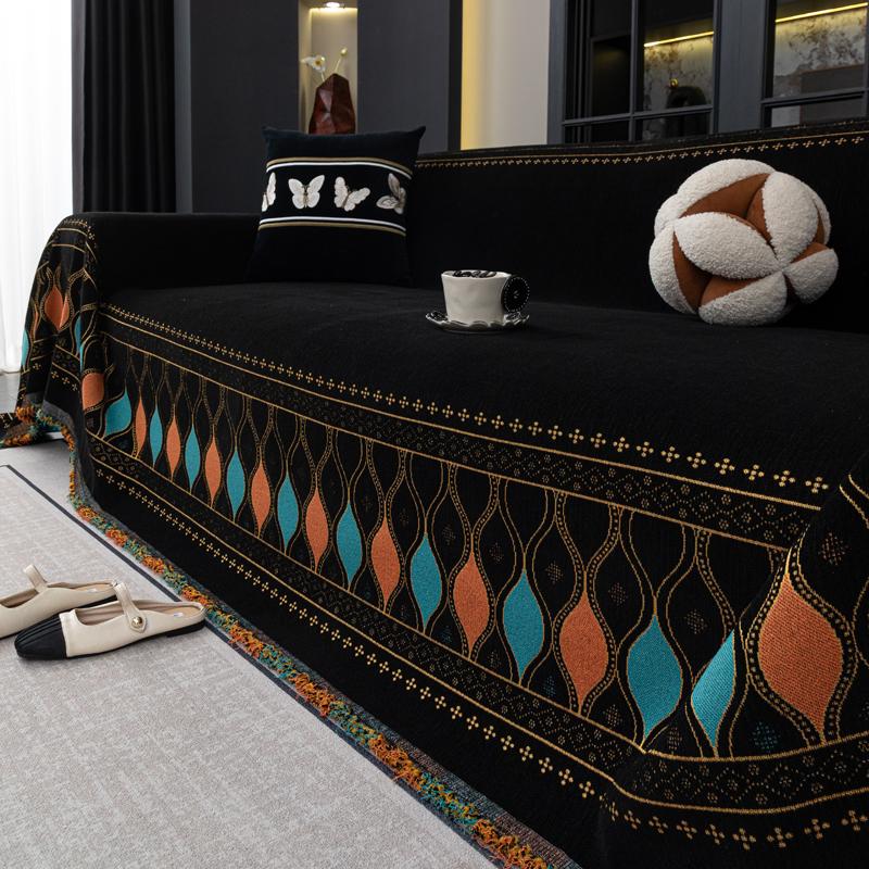 Etnický styl Žinylkový Potah na Pohovku Odolný Proti Kočkám Sova Plné Pokrytí Protiskluzový Gauč Celoroční Univerzální Pohovka Kempingová Deka Ochrana Proti Prachu