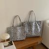 Silver and White Casual Leopard Print Shoulder Bag Women's Canvas Bag New Commuter Versatile Large-capacity Commuter Portable Shopping Bag