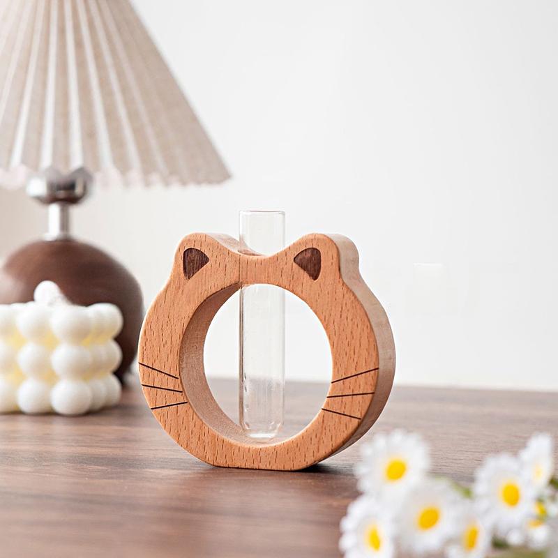 Cartoon Cat Shaped Design Ornaments Hydroponic Bottle Desktop Flower Arrangement Handmade Plastic DIY Home Decorations