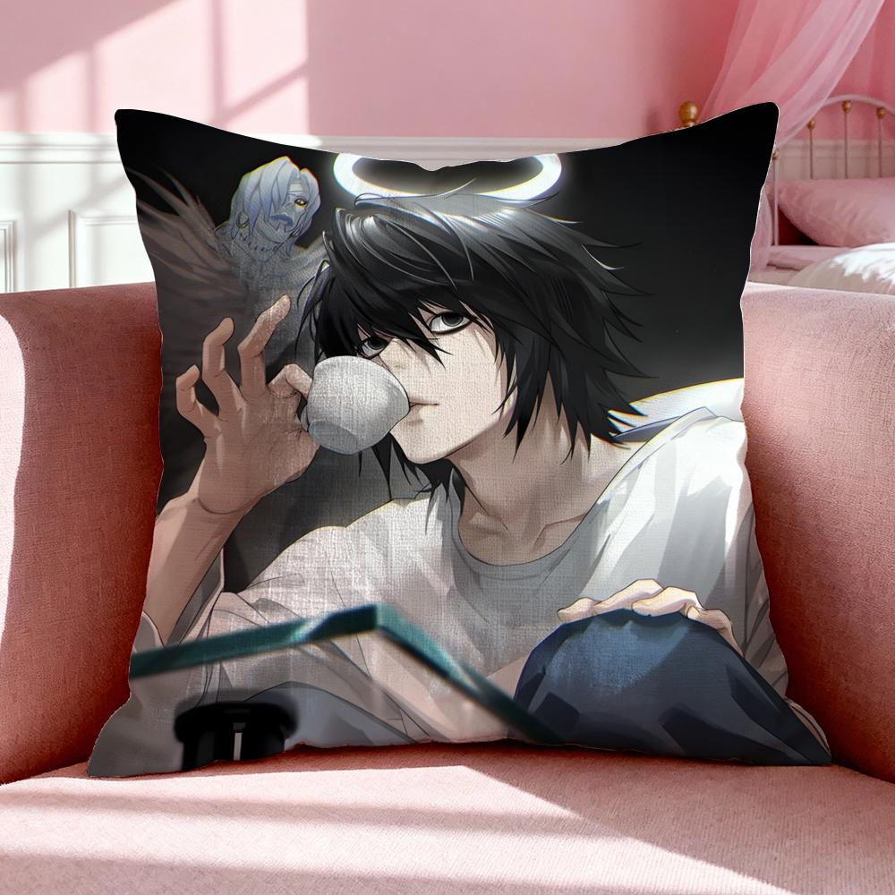 Anime D-Death Note Double-Sided Printed Pillow Cover Short Plush Suitable Living Rooms Bedrooms Sofas Throw Cushion Cover
