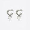 BIMBA Y LOLA Silver Crystal Heart Hoop Earrings B246AIW018SIF