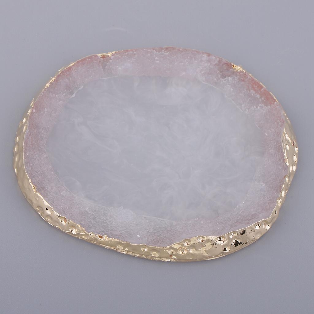 Resin Edge Imitation Agate Round Plate for Nail Art Palette Drink Coasters Cup Mat Pendants Home Decoration Ornaments