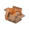 JXK Cat In a Delivery Box Cat Figure Statue Dog Humorous Resin Model Desk Accessory Decoration Birthday Gift Painted Finished Product (3rd Edition)