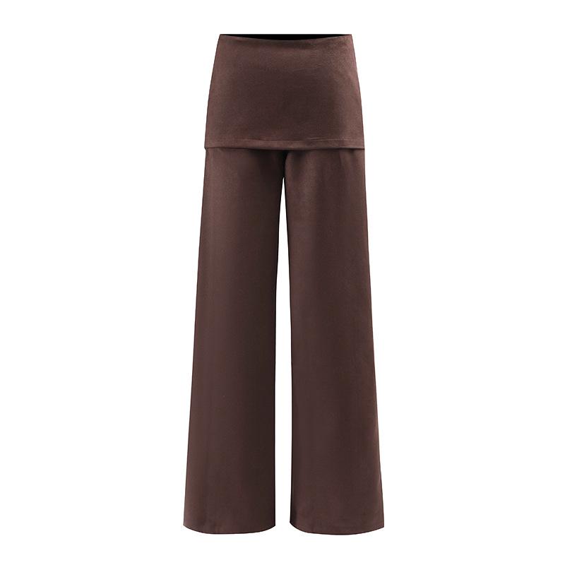 Women s Coffee Faux Suede Slim-Fit Wide-Leg Culottes 5527 Medium кофейный