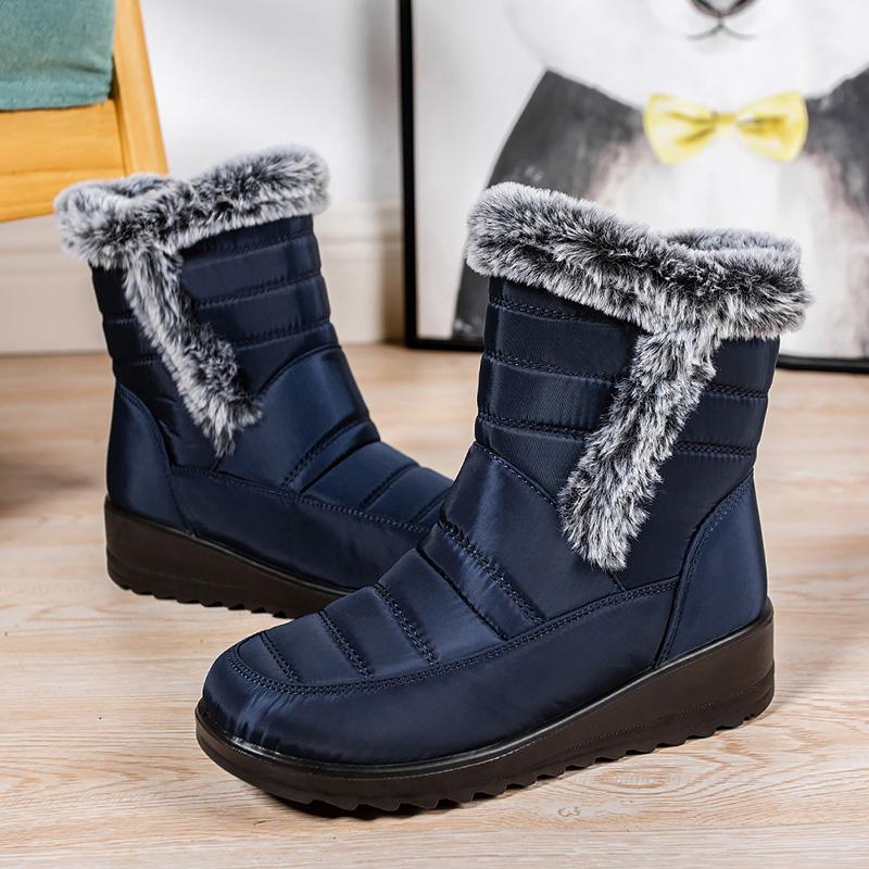 Waterproof Platform Snow Boots for Women Faux Fur Short Plush Ankle Boots Woman Plus Size Non-Slip Winter Shoes Female 44