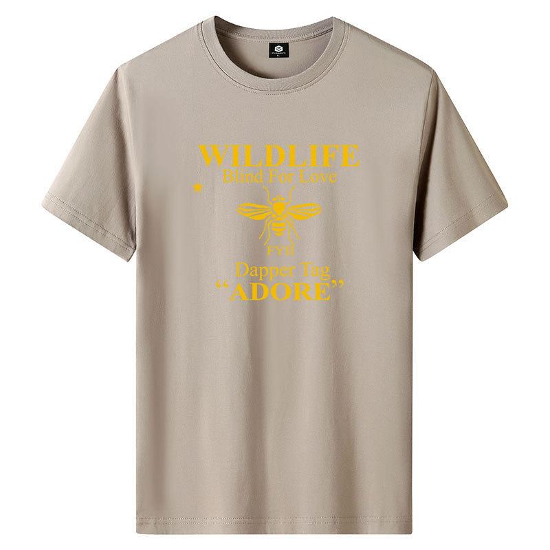 

Bee M-6XL Мужская футболка с короткими рукавами из чистого хлопка с круглым вырезом для мальчиков Повседневная футболка M хаки