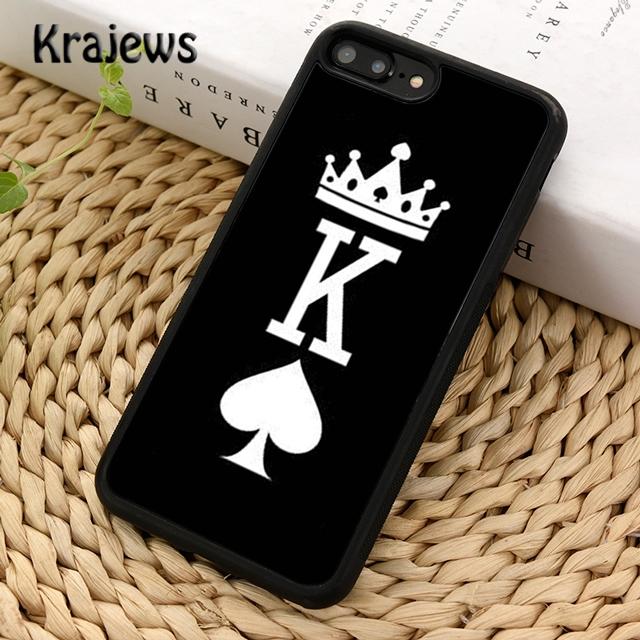 Krajews KING Queen Crown Letter Soft Phone Case Cover For iPhone 17 Air 16 15 14 plus 11 12 13 pro max Plus coque Fundas