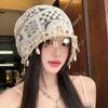 Bohemian Hollow Shell Fringed Pile Hat Women's Summer Breathable Bag Head Cold Hat Showing Face Small Knitted Hat