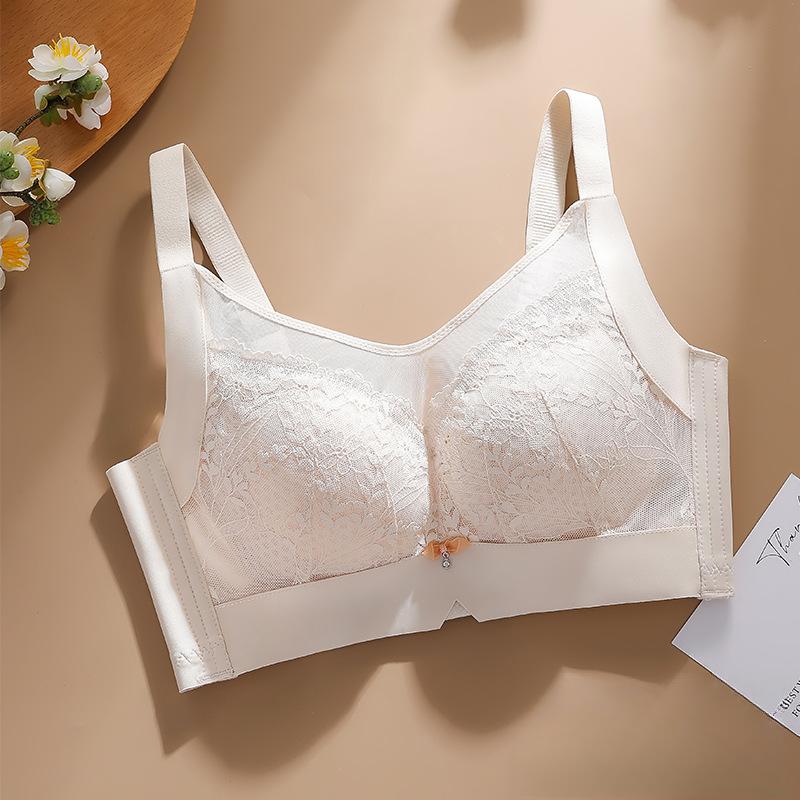 

Женский тонкий кружевной бюстгальтер без бретелек с защитой от просвечивания, утягивающий грудь, дышащий и сексуальный 42/95B бежевый