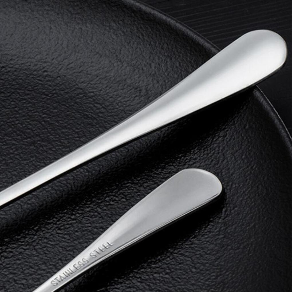Round Spoons with Long Handle Stainless Steel Coffee Tea Ice Cream Flatware Portable Teaspoon Accessory for Household