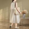 Sleeveless Plus Size Cotton Linen Vintage Dot New In Dresses for Women Casual Loose Long Summer Dress