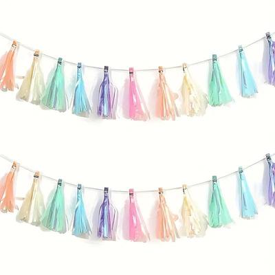 1/2Packs Rainbow Color Paper Tassel Garland For Kids Unicorn Mermaid Birthday Party Decoration Baby Shower Wedding Supplies