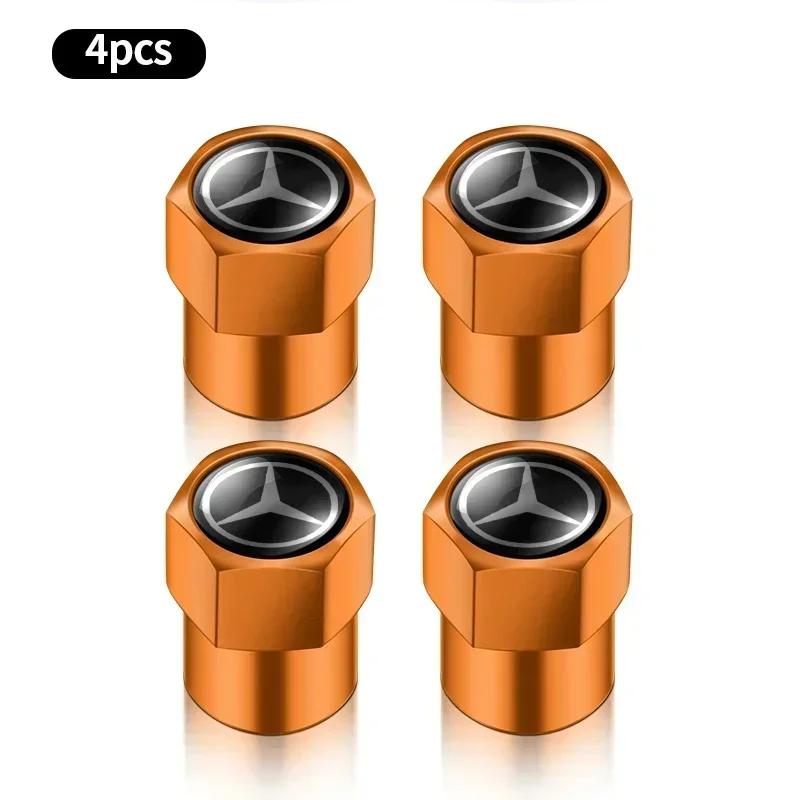 DNBF1 4pcs Car Wheel Tire Valve Caps Stem Case With Logo Auto Styling for Mercedes Benz W211 W204 W210 W203 CLA GLA Auto Accessories