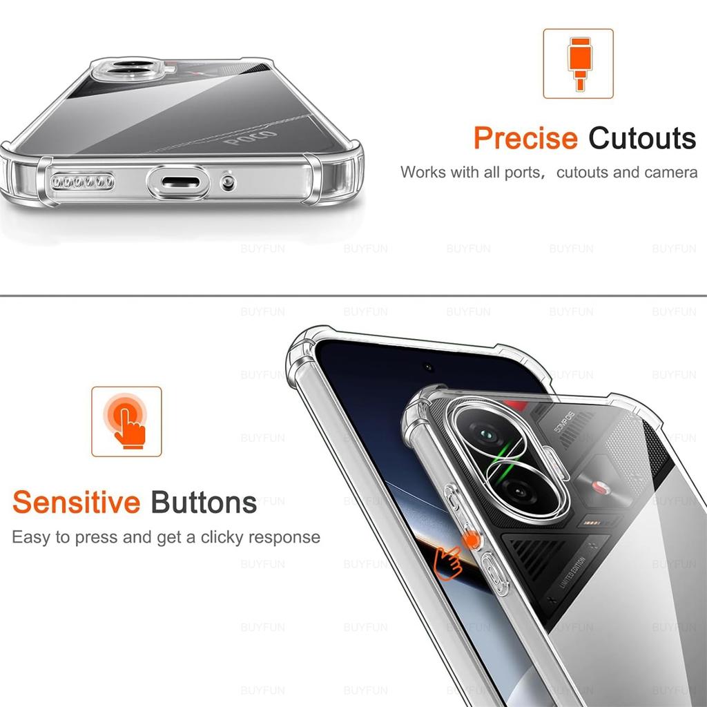 PocoF7 Shockproof Silicone Soft Case For Xiaomi Poco F7 F 7 5G Global 25053PC47G,25053PC47I 6.83" Clear Ultra-Thin Cover Shell