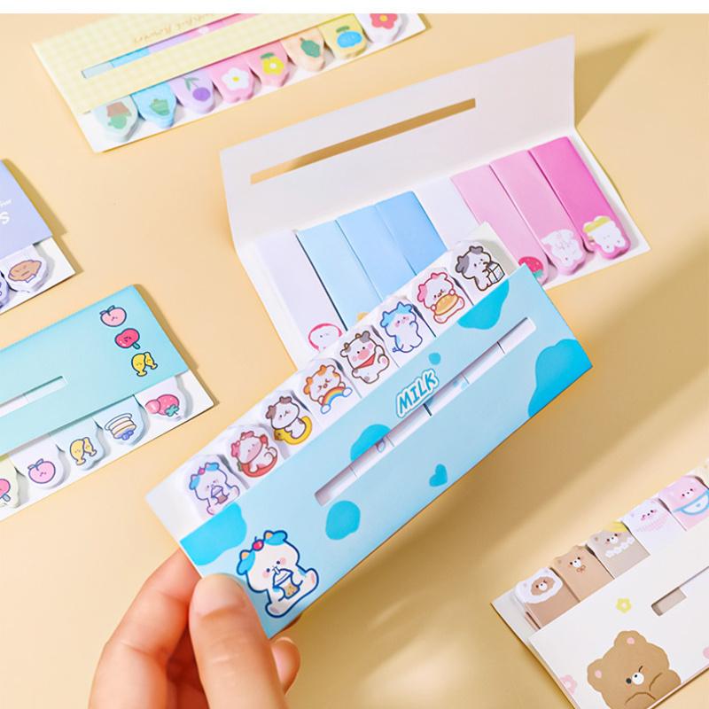 2PCS/ set of cartoon animal row station post-it notes, cute ins girl heart index stickers, learning memos N sticky notes