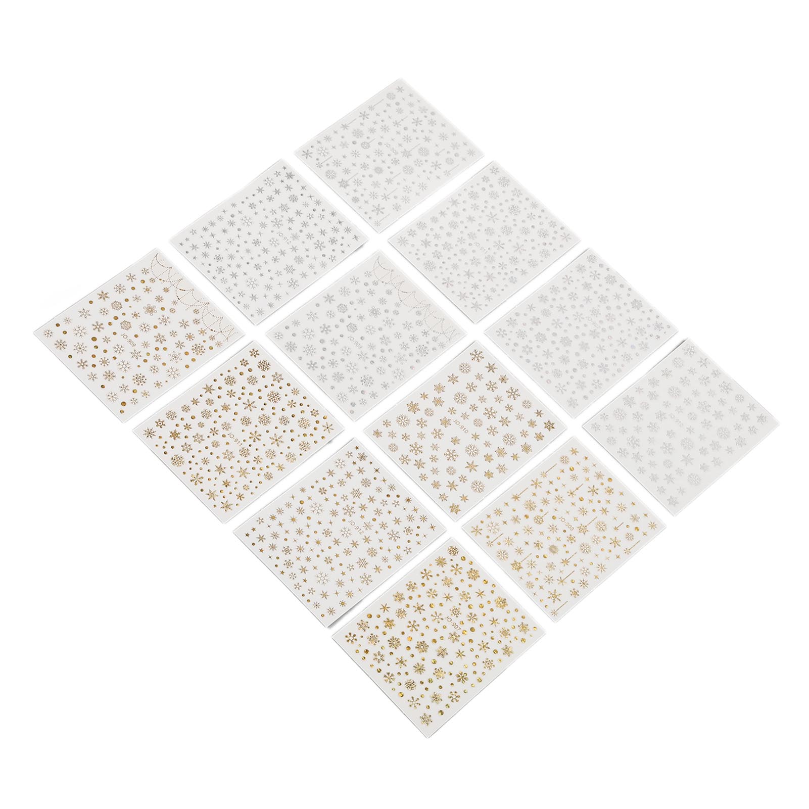 

12 листов наклеек для дизайна ногтей «Снежинки», самоклеящиеся 5D рельефные рождественские наклейки для ногтей