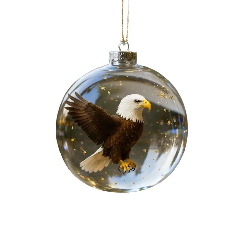 Ornements Boules de Noël en Verre Avec Oiseau Aigle Colombe Perroquet Pour Sapin de Noël Fête de Fête Ornements Suspendus Décorations Xmas O2I4