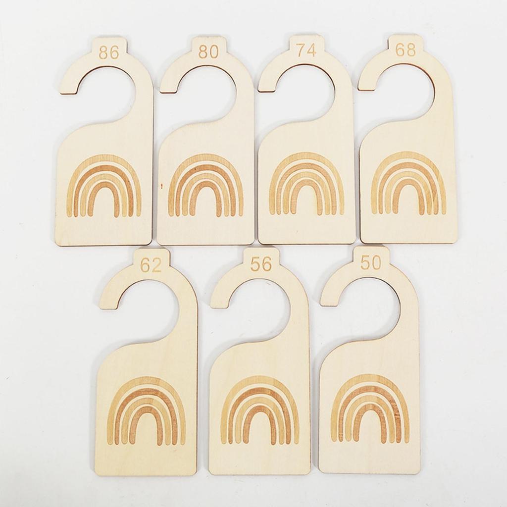 7x Nursery Hanger Organizers Nursery Closet Organizers Wood Newborn Wardrobe Divider for Closet Room Bedroom Birthday Nursery