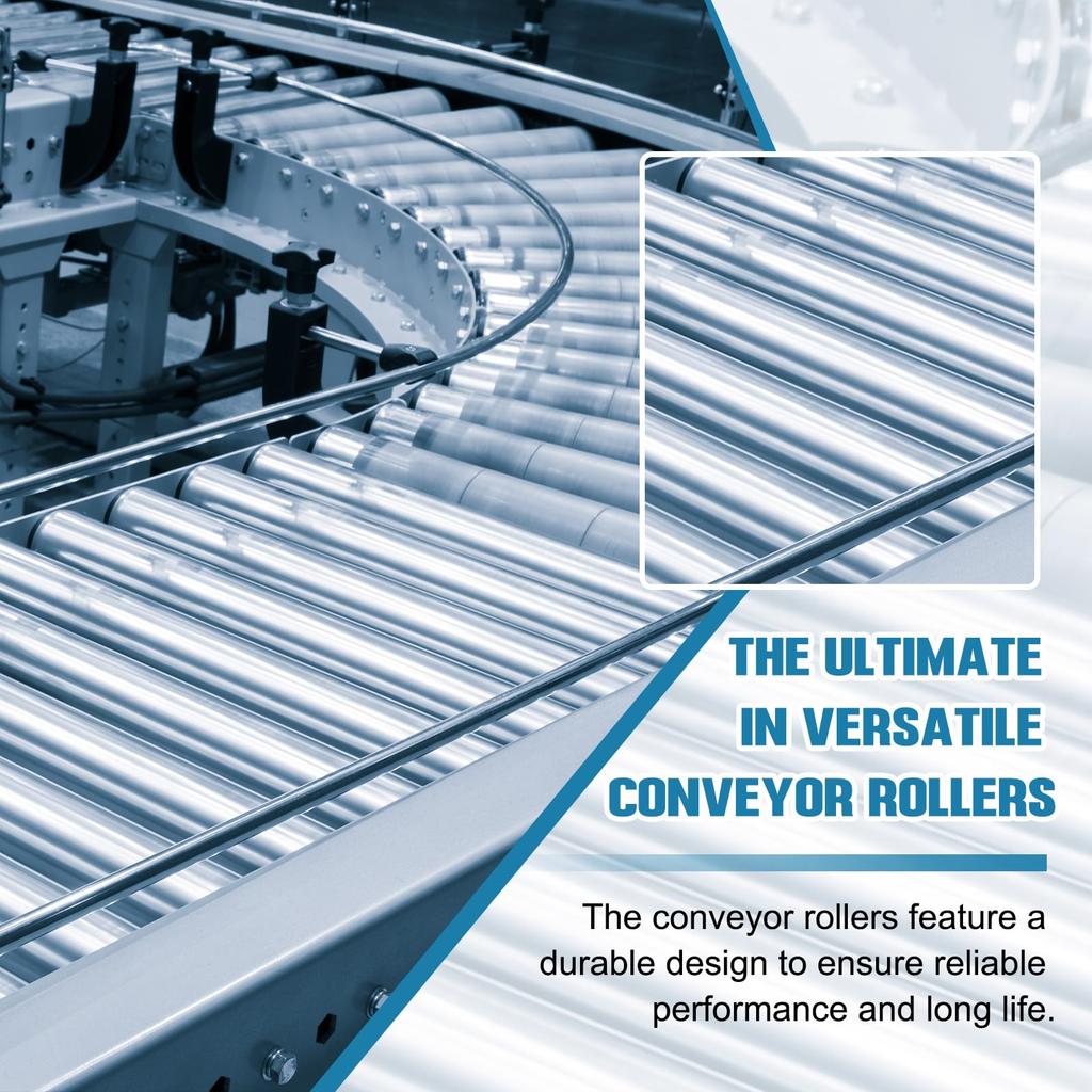 Uxcell Stainless Steel Conveyor Rollers, 1.5" Diameter, 12" Long, Gravity Transmission Replacement Parts, Zinc Plated Ends (Silver, Pack of 2)