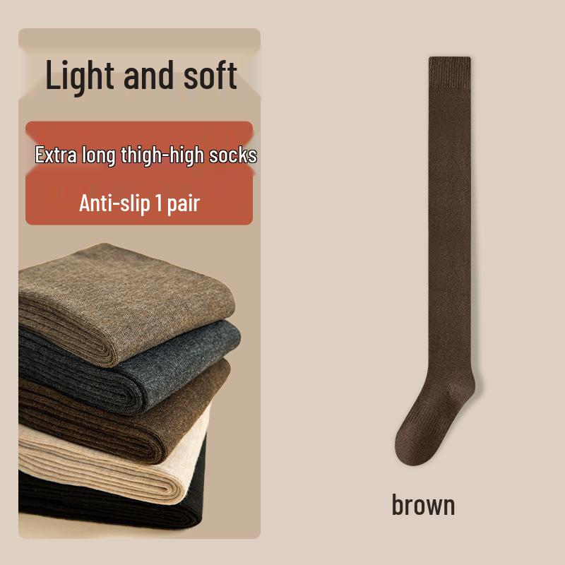 Women's Black Fleece-Lined Over-the-Knee Socks with Knee Pads - Thick, Slimming, and Warm for Autumn and Winter