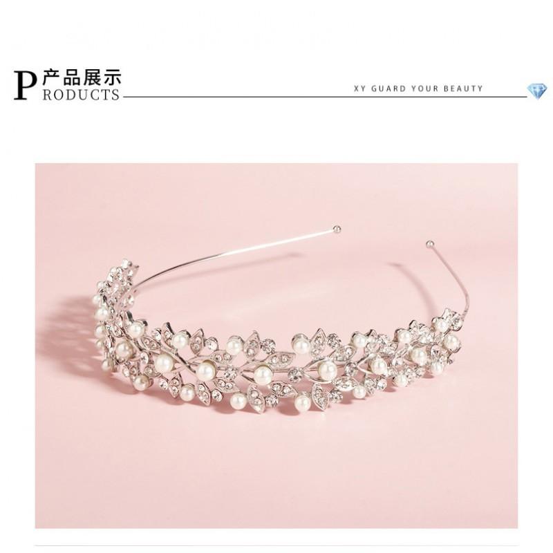 Korean Alloy Rhinestones Wedding Headband Crown Bride Photography Online Celebrity Daily Hair Accessories Pearl