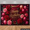 2D Rote Rose Geburtstag Hintergrund mit Weinroten Rosen & Rosa Luftballons