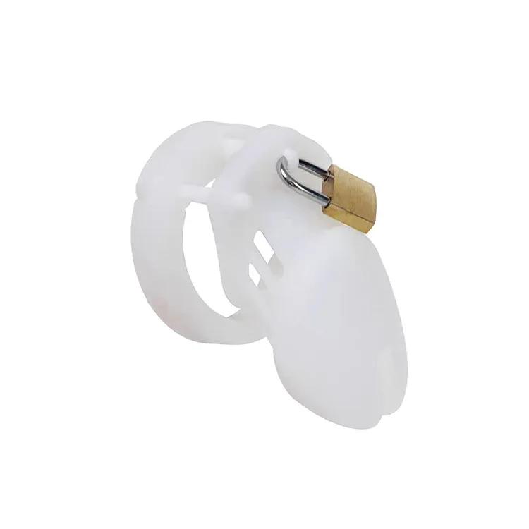 Pink Soft Silicone Male Chastity Cage Device Small/Large Lockable Ring Sex Toys with 5 Cock Ring Penis Sleeve for Men BDSM