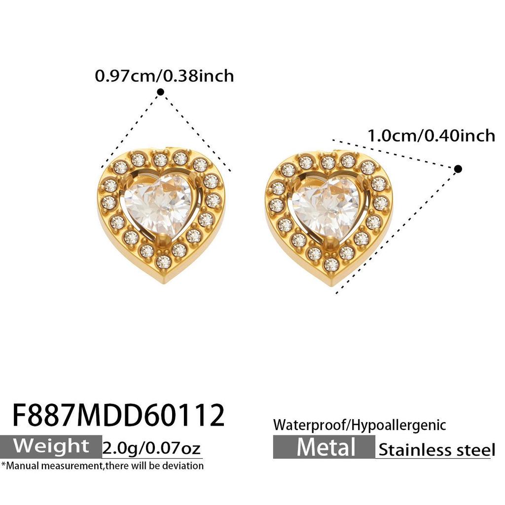 Douyin Trend Wassertropfen Strass Zirkon Anhänger Halskette & Ohrringe Damen Set, 18 Karat Vergoldeter Edelstahl.