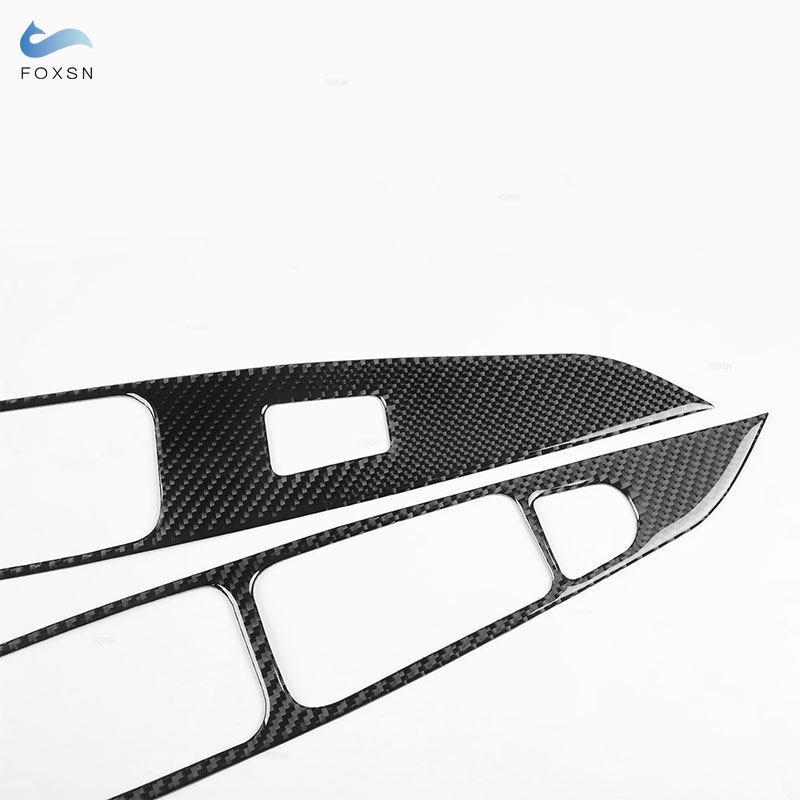 For Seat Leon 2013 2014 2015 2016 2017 2018   Soft Carbon Fiber Car Interior Door Window Lift Panel Button Frame Trim