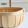Oval Storage Bin Handmade Woven Wood Basket, Organizer with Reinforced Handle, Natural Chip Large Capacity for Kitchen And Home Decor Farmhouse Floral