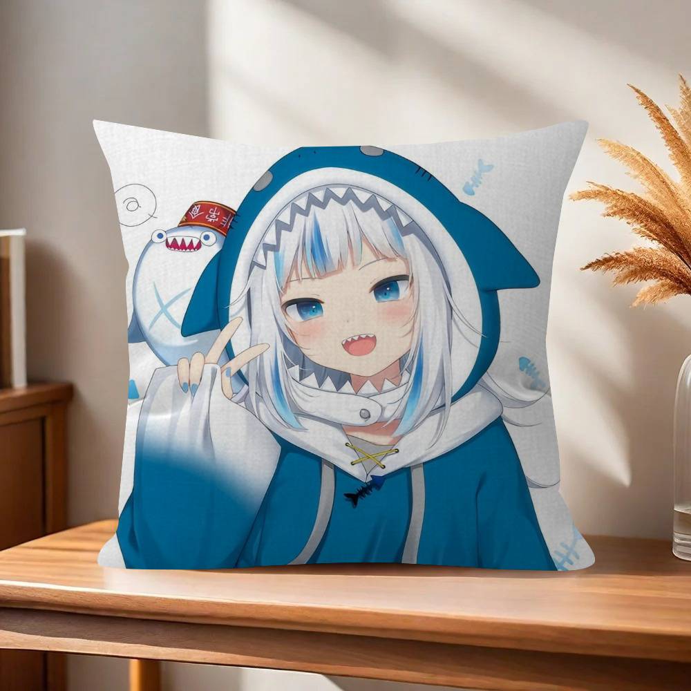 Anime Gawr cute Gura  Pillow Anime Pillow Sofa Bed Head Pillow Cover Cushion Cover Fashion