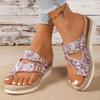 Fashion Printed Wedge Sandals for Women Ring Toe Double Buckle Platform Slippers Woman Summer Lightweight Non Slip Beach Sandals