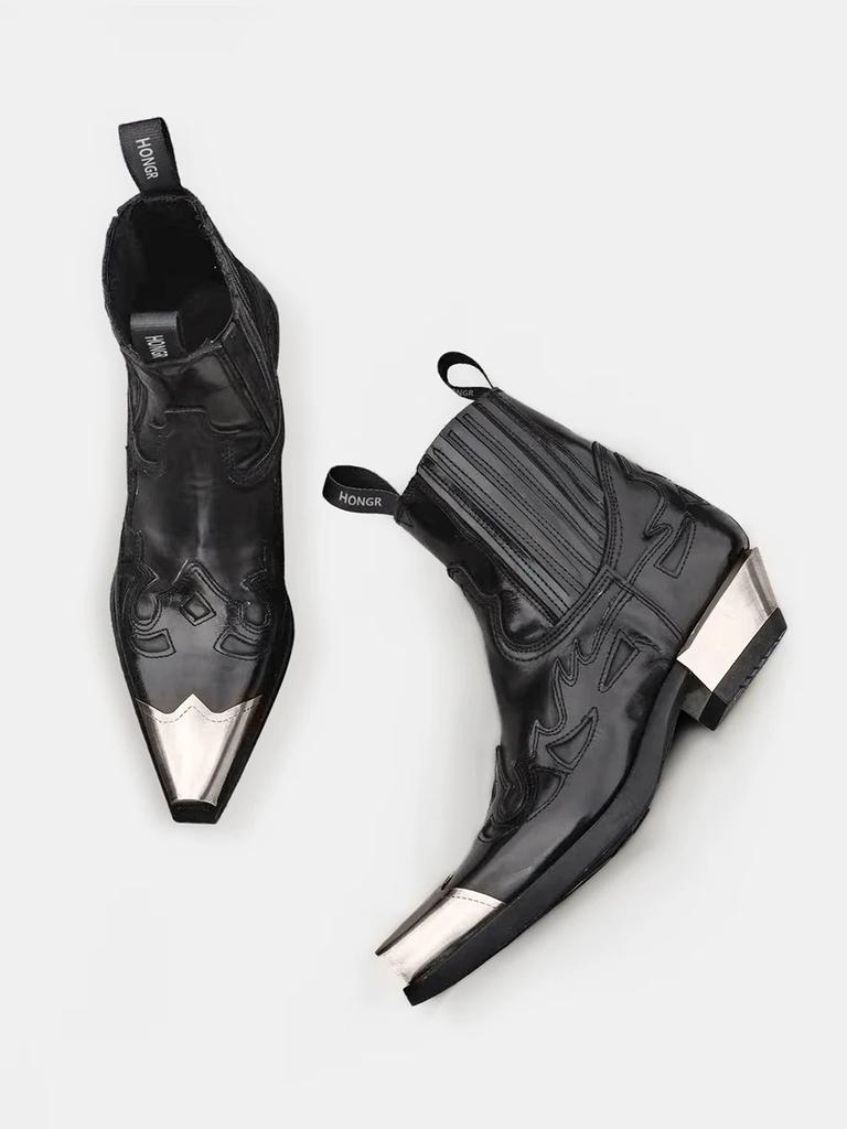 New Vintage Spanish Autumn Iron Head Platform Men's and Women's Punk Flat Replacement Chelsea Short Boots