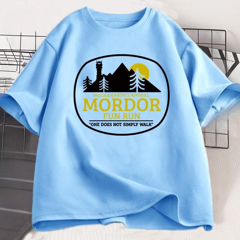 Middle Earths Annual Mordor Funny Run T Shirt Trendy Vintage Cotton Short Sleeve Harajuku Tshirt Oversized Unisexs Clothing Tops