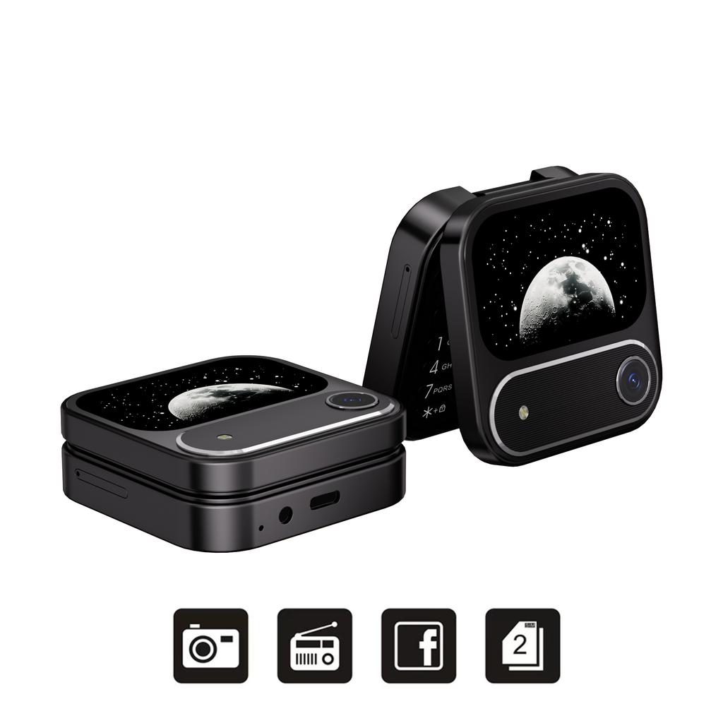 I17 Air Mini Faltbares Handy 2G GSM 1,77" Display Magische Stimme Kurzwahl UKW-Radio 2 SIM-Karten Kleine quadratische Handys