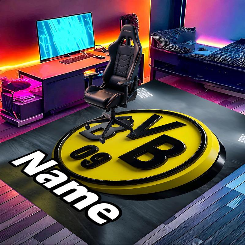 Custom Name Personalized Borussia Dortmund Print Carpet, Versatile Home Decor Rug, for Playroom, Apartment, Balcony, Entryway, Hallway Gift