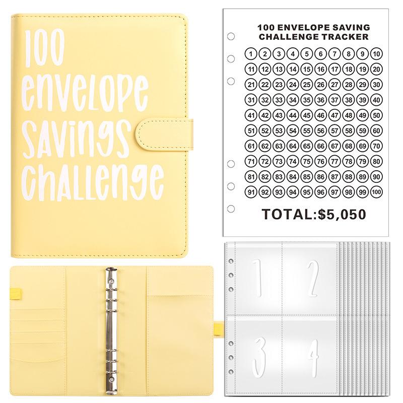 Challenge-Ordner mit 100 Umschlägen, Spar-Herausforderungen, Loseblatt-Ordner, Budget-Ordner mit Geldumschlägen, Geld-Organizer-System