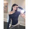 Oblique Shoulder Sexy Long-Sleeve T-Shirt - Early Autumn Slim Fit
