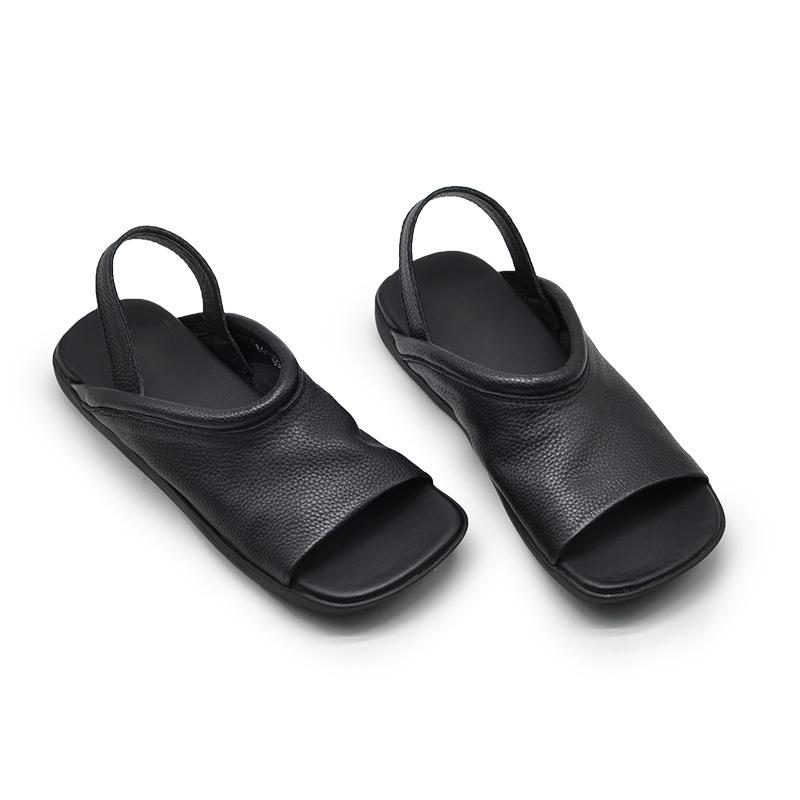 

Simple and versatile lazy vacation casual wide word with flat bottom soft sole sandals drag women s summer wear 35 чорний