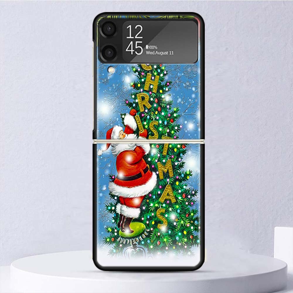 Christmas Santa Claus Present Shockproof Case For Samsung Galaxy Z Flip 7 6 5 4 3 5G Phone Cover Z Flip3 Flip4 Flip5 Flip6 Flip7