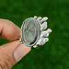Natural Labradorite Rough Gemstone Promise Adjustable Ring 925 Silver For Women