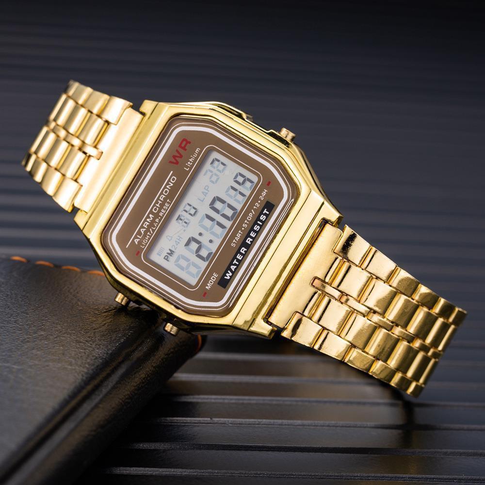 Trendy LED Electronic Watch: Harajuku Style, Multifunctional, Perfect for Junior & High School Students, WR F91W with Steel Band.