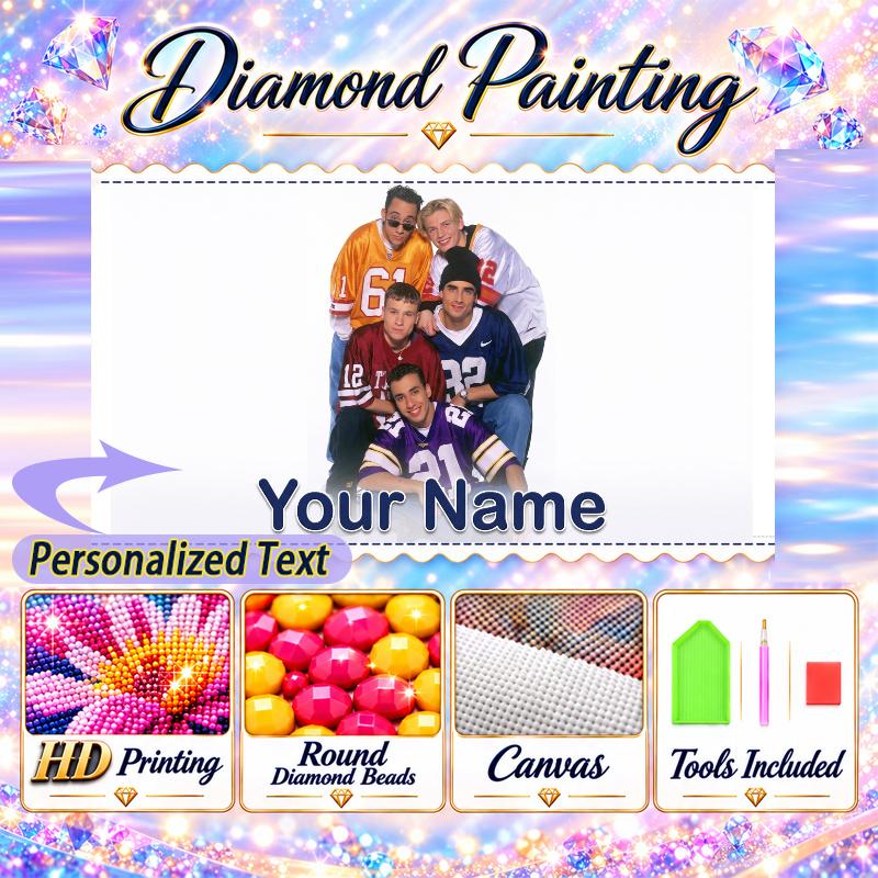 Backstreet Boys 5D DIY Diamond Painting Custom Name Text, Full Drill Rhinestone Mosaic Art Home Gift