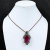 Lab-Created Ruby Gemstone Copper Wire Wrap Handmade Pendant Jewelry Gift For Love