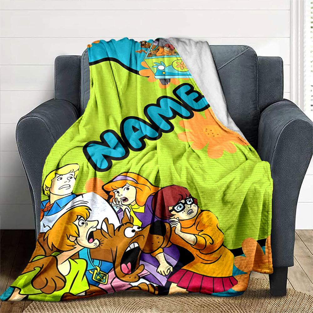 Scooby Doo Gang Adventure Multipurpose Personalized Blanket Customize Your Name Comfortable Suitable For Sofa Couch Office Bed Picnics Allseason Use